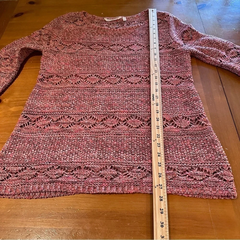 Soft Surroundings Rio Rose Pointelle Open Knit Sweater Size Medium - Picture 6 of 8